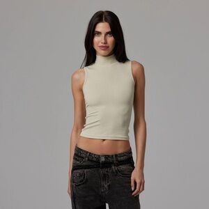 WOMENS MOCK NECK RIB TANK